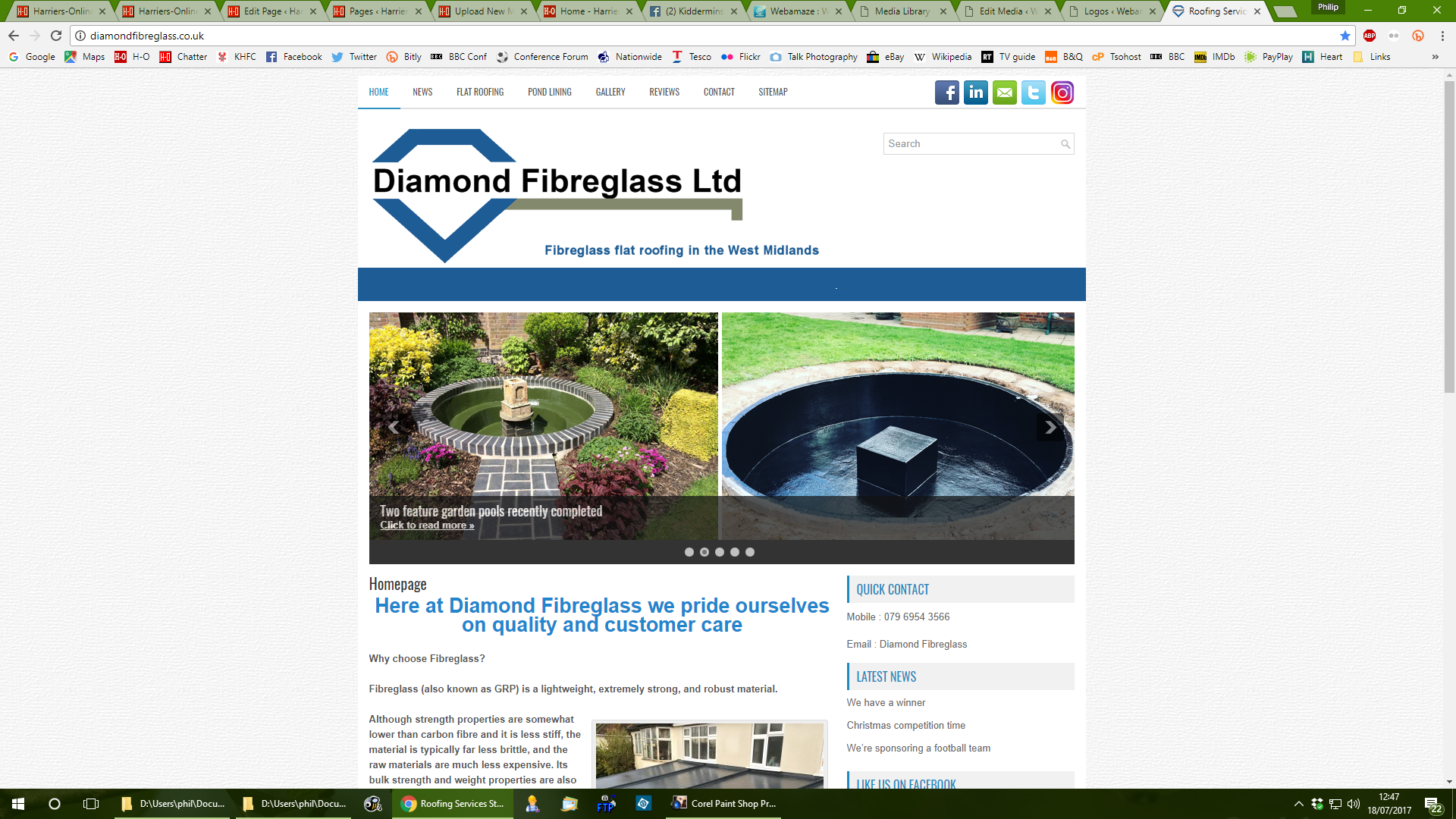 Diamond Fibreglass - This Wordpress site is in it's 2nd incarnation and is now successfully bringing in plenty more work for the owner